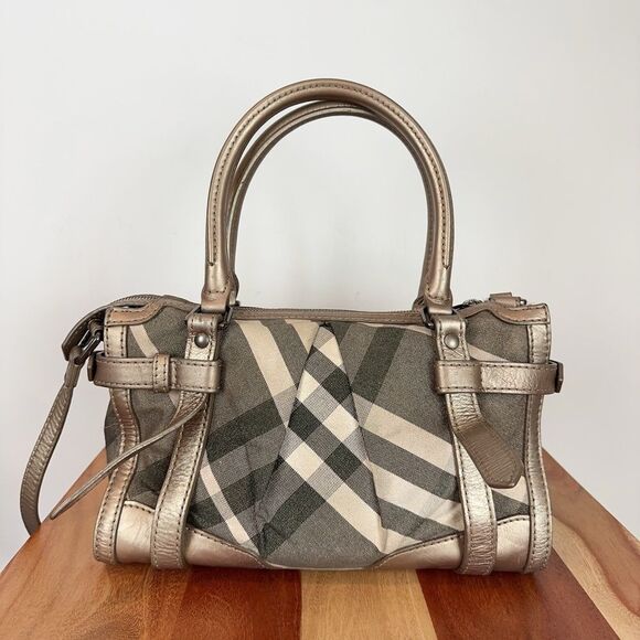 Pre-Owned Burberry Satchel Shimmer Nova Check Canvas